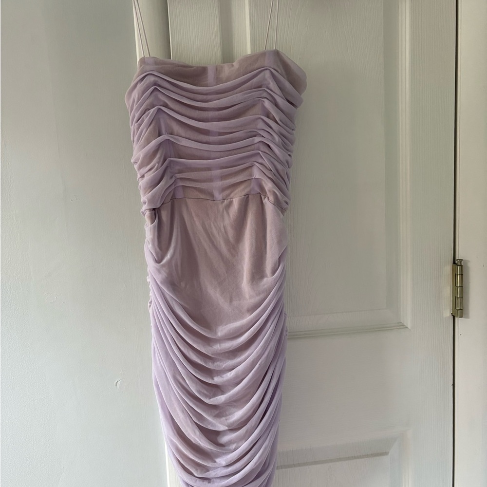 Purple Strapless Ruched Bodycon Dress